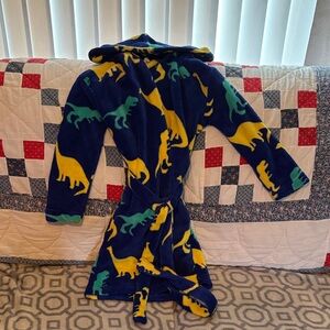Kids Dinosaur Robe with Hood- Blue and Yellow